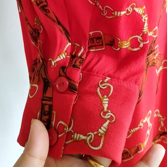 Zara Red Chain print shirt Dress - Picture 8 of 12